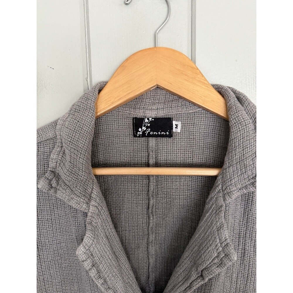 Fenini Shirt Jacket M Medium Button Lightweight Gray Single Button Pockets - Picture 3 of 5